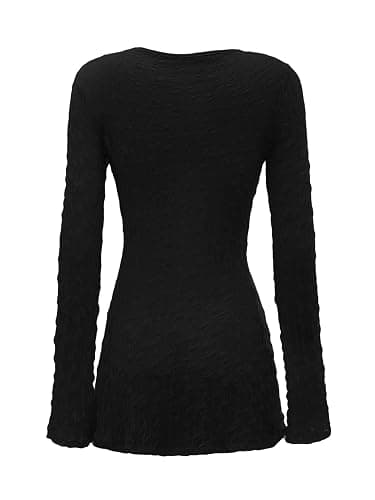 Verdusa Women's 90s Top Bell Long Sleeve Tie Front Textured Sheer Cardigan Going Out Tops Y2k Clothes thumbnail 2