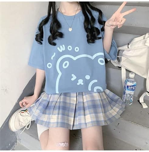 Tyadorw Womens Kawaii Shirt Aesthetic Shirts Harajuku Japanese Streetwear Kawaii Bear Graphic Tees Kawaii Oversized T Shirts thumbnail 3