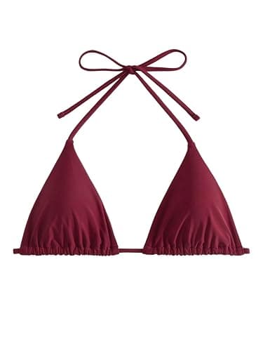WDIRARA Women's Solid Triangle Bikini Top Sexy Halter String Micro Bathing Suits Tops - Image 1