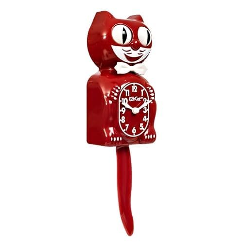 Kit-Cat Klock® Limited Edition Space Cherry Red kit - Iconic Retro Kit Cat Clock with Moving Eyes and Tail, Battery Operated Wall Clock, Made in USA, Perfect for Home Decor, Mid Century Modern Clock thumbnail 2