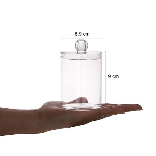Tbestmax 3 Pack Small Cotton Swab Ball Pad Holder, 10 Oz Qtip Apothecary Jar Clear Makeup Organizer, Bathroom Containers Dispenser thumbnail 3