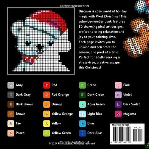 Pixel Christmas: Color By Number Coloring Book for adults relaxation thumbnail 2