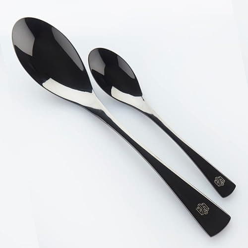 Chef Frank Haasnoot Plating Spoons | Rocher Spoon Set | Black | 2 pcs of Quenelle Spoons | Culinary Tools | Utensils | Large & Small Rocher Spoon Kit | Food Styling | Pastry & Cooking - Image 1