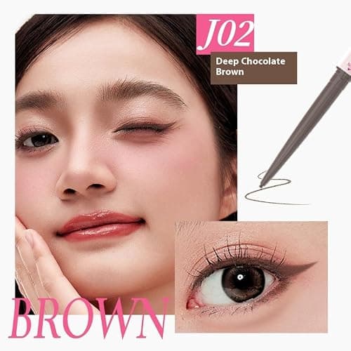 DE ZONE Ultra Slim Flat-Tip Eyeline Pencil - Smudge-Proof, Waterproof Gel Eyeliner for Defined Lines, with Built-in Angled Brush (Multiple Colors) (J02) thumbnail 2