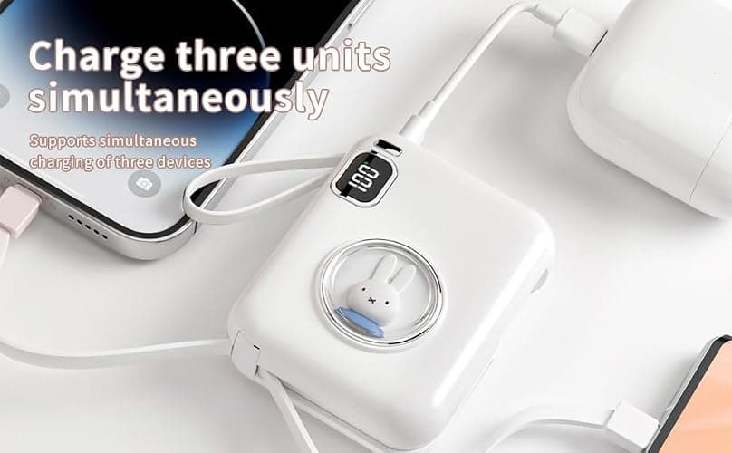MIPOW x Miffy 20W Power Bank w/Smart Magic Dual Cables (White-Blue) thumbnail 3