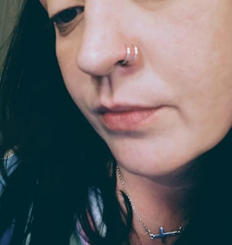 MODRSA 20g Nose Rings Hoops Nose Studs for Women Surgical Steel Hypoallergenic 20 Gauge Nostril Piercing Jewelry L Shape Crokscrew Silver Rose Gold Black Hoop Nostril Rings for Men thumbnail 3