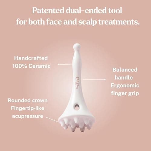 byAVA Gua Sha Face and Scalp Massager, Ceramic Acupressure Sculptor Tool | Lymphatic Drainage, Handmade and Dual-ended: Pointed Tip Depuffs Jaw and Neck, Textured Nodes Melt Tension thumbnail 5