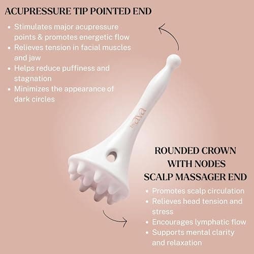 byAVA Gua Sha Face and Scalp Massager, Ceramic Acupressure Sculptor Tool | Lymphatic Drainage, Handmade and Dual-ended: Pointed Tip Depuffs Jaw and Neck, Textured Nodes Melt Tension thumbnail 4