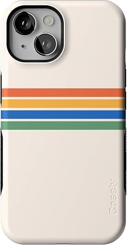 Casely iPhone 14 Case | Totally Groovy | Rainbow Stripes Colorblock | Compatible with MagSafe | Bold Protective Design - Image 1