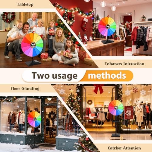 AugFir 24-inch Prize Wheel, Adjustable 32"-61" Height Desktop & Floor Stand Spinning Prize Wheel, Storable Prize Wheel Spinner, Suitable for Party, Carnivals and Tradeshow thumbnail 6