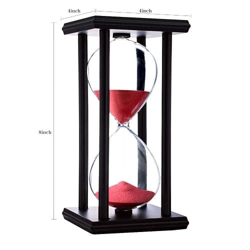 Hourglass Timer with Red Sand, 60 Minute Wooden Frame Sand Timer, Creative Handcraft Decoration thumbnail 2