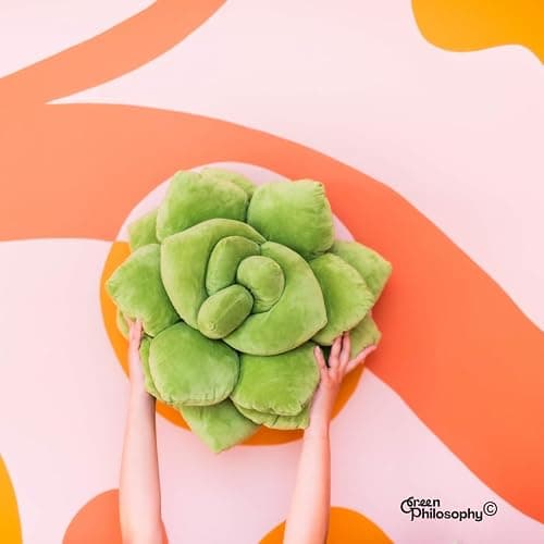 Green Philosophy Co. Succulent® Pillow 16" – Soft 3D Decorative Flower Throw Pillow, Unique Olive Green Plush Flower Cushion, Perfect for Couch, Sofa, Bedroom Decor, Gift for Plant Lovers thumbnail 9