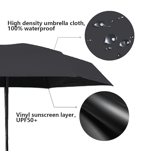 ESUFEIR Mini Travel Sun Umbrella for Purse With Case,Small Compact UV Umbrella Protection Sun,Lightweight Portable Parasol Windproof for Women Men Kids (Black) thumbnail 8