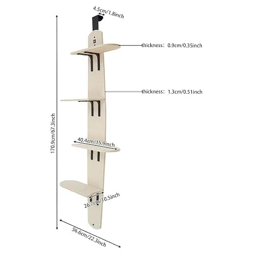 Arbre à chat à 4 étages avec porte - Arbre d'escalade peu encombrant pour chats avec surfaces de couchage XL (jusqu'à 20 kg de charge maximale) thumbnail 3