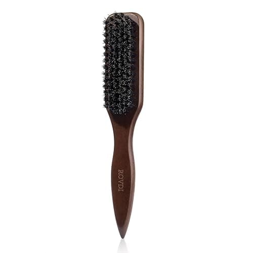 Boar Bristle Slick Back Hair Brush – Wooden Handle Styling Comb for Men & Women – Smooth, Polish and Lay Hair Flat to Create Sleek Frizz-Free Hairstyles Perfect for Pompadour and Low Ponytail (Brown) - Image 1