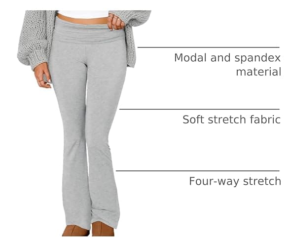 COPYLEAF Flare Leggings for Women Fold Over Yoga Pants Stretch Bell Bottom Y2K Lounge Casual Sweatpants thumbnail 4