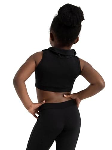 Capezio girls Team Basics Mock Neck Top - Sports Bra, Black, Medium US thumbnail 7