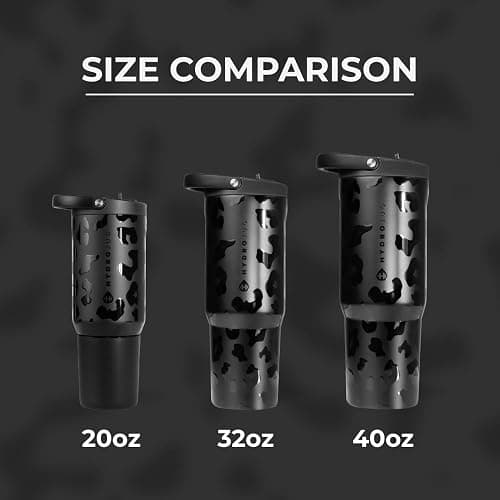 HydroJug Sport - Stainless Steel Tumbler with Straw, Vacuum Insulated, 40oz Leakproof Water Bottle, Ergonomic Design, Reusable, Dishwasher Safe, Rubber Base, Durable for Gym or Outdoors, Black Leopard thumbnail 5