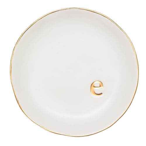 COLLECTIVE HOME - Ceramic Jewelry Tray, Decorative Trinket Dish for Rings Earrings Necklaces Bracelet Watch Keys, Birthday Mother's Day Christmas Gift for Women, 4.75", White Surface (E) - Image 1