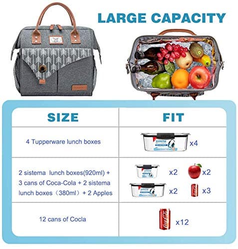 Lekesky 10L Insulated Lunch Bag for Women for Work Lunch Tote, Grey thumbnail 8