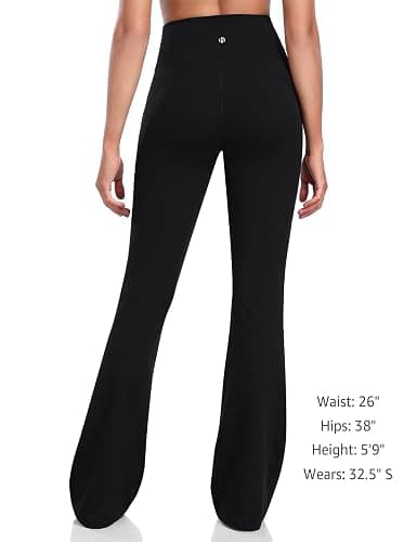 HeyNuts Mellow Flare Leggings 29"/30.5"/32.5"/34.5", High Waisted Tummy Control Wide Leg Bootcut Yoga Pants Lounge Soft thumbnail 4