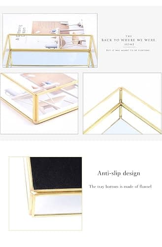 Gold Mirror Tray Perfume Display & Jewelry Organizer - Makeup, Serving, Bathroom Trays - Beautiful Art Decor, Neaten Storage for Vanity, Closet, Dresser (20 * 14 * 3.5cm) thumbnail 5
