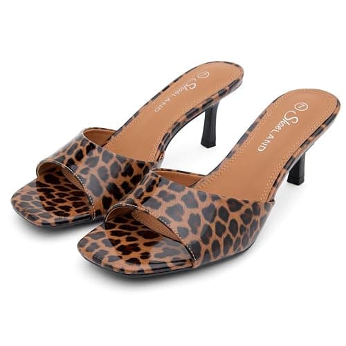 Shoe Land Women's Low Heels Stiletto Heeled Slides, Open Toe One Band Slip-On Heeled Mules – Dressy Heeled Sandals for Prom, Party Wedding and Vacation thumbnail 6
