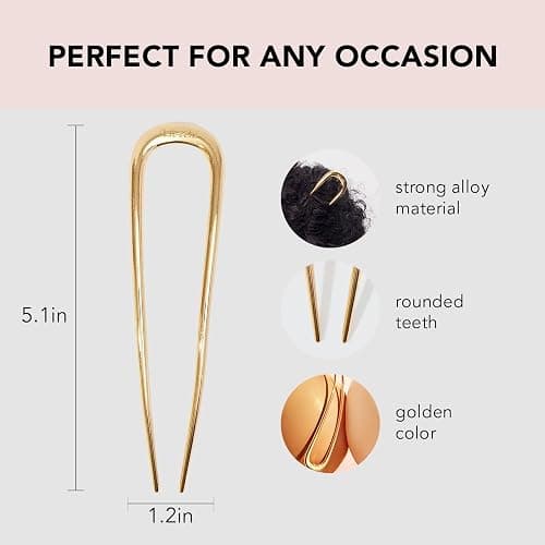 Kitsch French Hair Pin & Spray Bottle for Hair - Gold Metal Hair Fork for Buns & 5 oz Continuous Mist Water Sprayer | No Crease Hair Styling for Updos, Chignons & Sleek Looks thumbnail 4