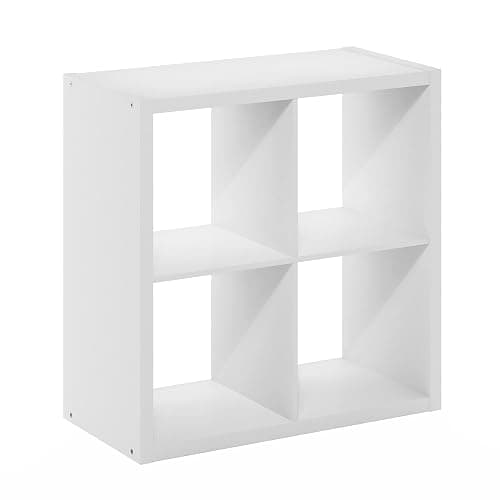 Furinno Cubicle Open Back Decorative Cube Storage Organizer, 4-Cube, White thumbnail 8