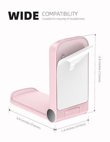 Lamicall Headphone Stand, Sticky Headset Hanger - Adhesive Headphone Holder Hook Mount, Headset Stand Holder Clip Under Desk, Earphone Clamp for Airpods Max, HyperX, Sennheiser, Pink - Pink - One Pack thumbnail 7