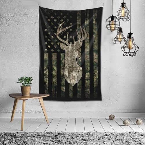 MINIOZE Camo Camouflage American Flag Hunting Deer Tapestry Wall Hanging Home Decoration Bedroom Decor Living Room Balcony 40 X 60 Inch thumbnail 8