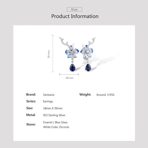 Santuzza 925 Sterling Silver Gemstone Enamel Flower Earrings thumbnail 5