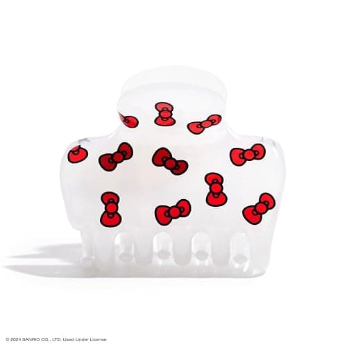 Hello Kitty x Kitsch 2 Pcs Medium Claw Clips | Recycled Plastic Hair Accessories for Women & Girls | Bow Shape & Kitty Bow Print Design | Cute Clips for All Hair Types & Everyday Use - White & Red thumbnail 3