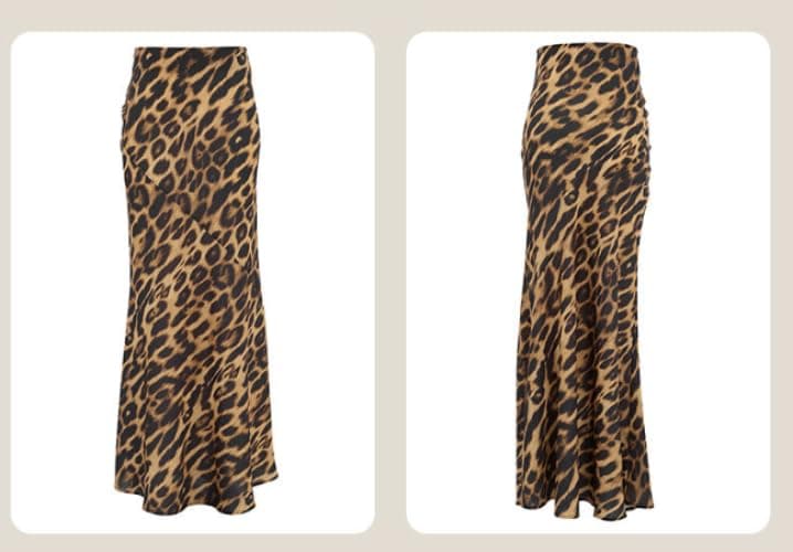 Leopard Print Maxi Skirt Floor Length Skirt Cute Satin Y2k Maxi Summer Skirts Long Skirts for Women Trendy thumbnail 6