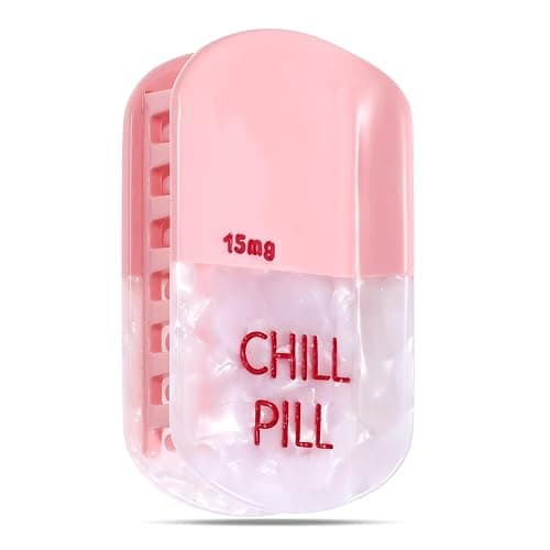 Ptwola Chill Pill Hair Claw Pink Pharmacy Hair Clip Fun Funky Personalized Nurse Hair Accessories Novelty Summer Acetate Small Hair Barrettes for Women Thick Thin Hair Gift Accessory Halloween - Image 1