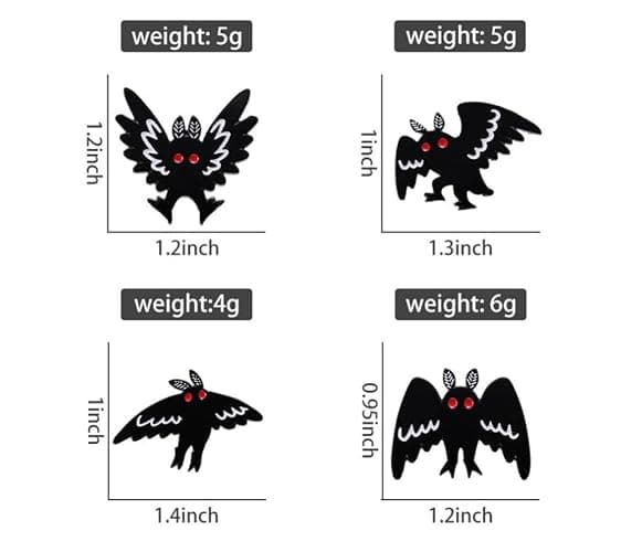 yangwenyuan 4pcs Punk Gothic Animal Bat Mothman Enamel Pins Backpack Hat Clothes Jewelry Brooch Metal Lapel Pin Accessories Gift for Friends thumbnail 2