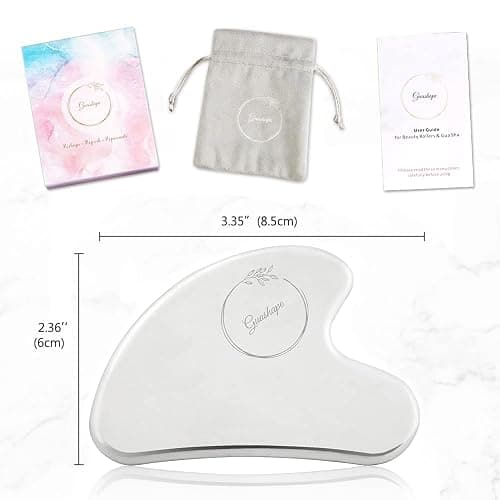 GUASHAPE Stainless Steel Gua Sha Facial Tools | Guasha Tool for Face Sculpting, Shaping, Reduce Puffiness, Tension Relief | Metal Gua Sha Body Tool | Silver thumbnail 5