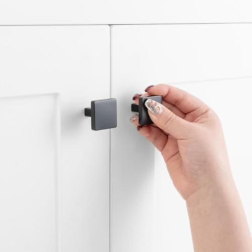 ASKANO 20 Pack 1-1/8 Inch, Square Matte Black Cabinet Knobs Black Drawer Knobs Black Cabinet Pulls, ZK2401 Solid Kitchen Hardware for Cabinets Drawers Bedroom Dresser Bathroom Vanity Cupboard thumbnail 3