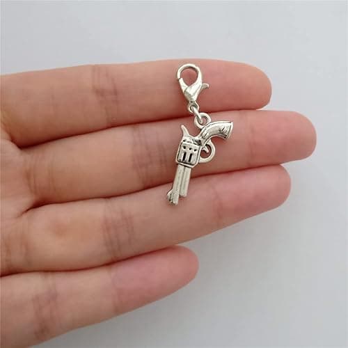WYGUYO 2 Pcs Pistol Charms, Tiny 3D Gun Clip on Charm, Revolver Pendant Zipper Pull, Cowboy Jewelry thumbnail 4