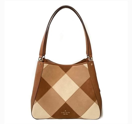 kate spade new york womens Leila Patchwork Suede Medium Triple Compartment Shoulder thumbnail 2