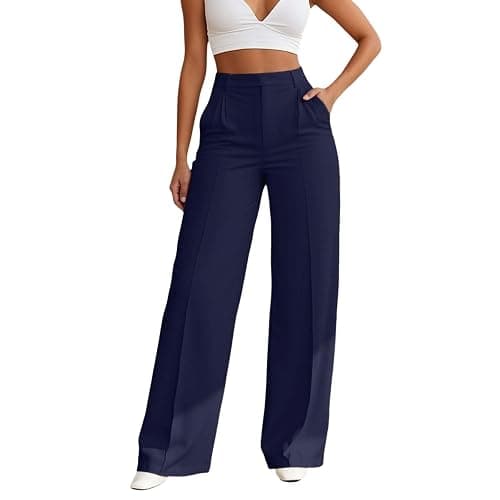 2025 Trousers Women Wide Leg Pants High Waisted Dressy Work Trousers Business Casual Palazzo Pants with Pockets - Image 1