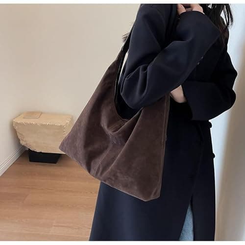 Women’s Trendy Suede Tote Bag Shoulder Bags For Women Fall Underarm Bag Winter Hobo Bag Work Purses Suede Travel Handbag thumbnail 4