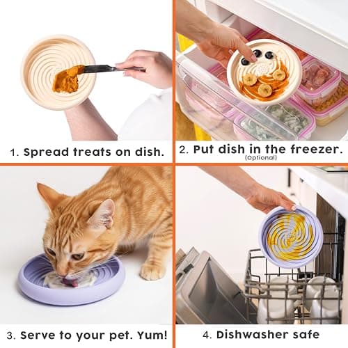 Awoo Lick Dish - Silicone Lick Mat + Slow Feeder for Cats & Small Dogs - Non-Slip Design with Suction Cups - Dishwasher Safe, Extends Mealtime, Reduces Anxiety (Almond) thumbnail 6