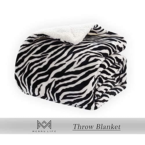 MERRYLIFE Sherpa Throw Blanket Ultra-Plush Comfort | Decorative, Soft, Colorful | Home, Couch, Outdoor, Travel Use (Zebra, 60" 70") thumbnail 3