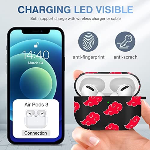 Maxjoy for Airpods Pro Case Cover, Anime Military Armor Series Full-Body Air Pod Pro Case, Secure Lock Protective Case for Apple AirPod, Wireless AirPod Pro Cases, Red Cloud thumbnail 6