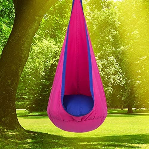 Y- STOP Kids Pod Swing Seat, Hanging Hammock Chair Swing with Inflatable Pillow, Sensory Swing Chair with Pocket for Outdoor and Indoor (Pink and Blue) thumbnail 8