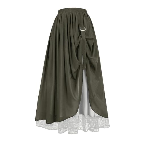 Women's Renaissance Skirt Victorian Peasant Double-Layer Maxi Long Skirt - Image 1