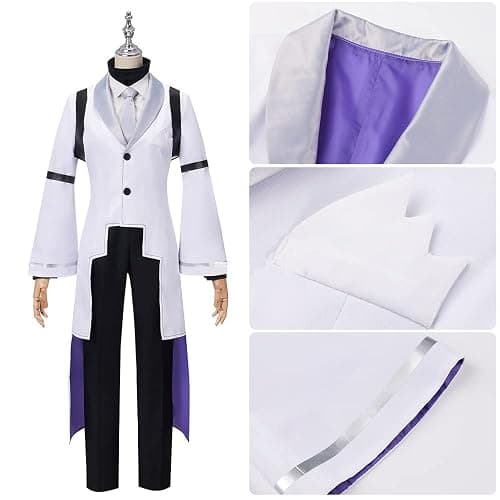 AIUKAKP Men Costume Outfit White Men Costume Uniform Jacket Halloween thumbnail 3