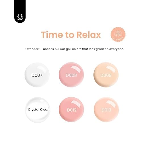 Beetles Builder Gel Set, Soft Nude Whisper 6 Colors 8 in 1 Strengthening Building Instant Apex & Nail Extension for Beginners DIY Salon at Home,Nude Pink Builder Nail Gel,UV & LED Lamp Needed thumbnail 5