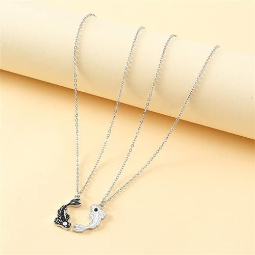 Tai Chi Yin Yang Pendant Necklace Set Lucky Black White Fish Charm Bracelet for Women Men My Best Friends Jewelry Gift thumbnail 2